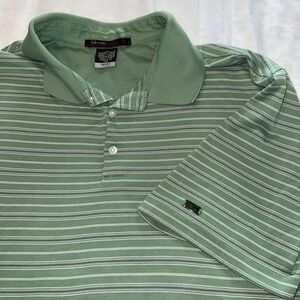 Nike Tiger Wood Collection Polo Shirt Green Dri-fit Golf Sport Men's L  Striped